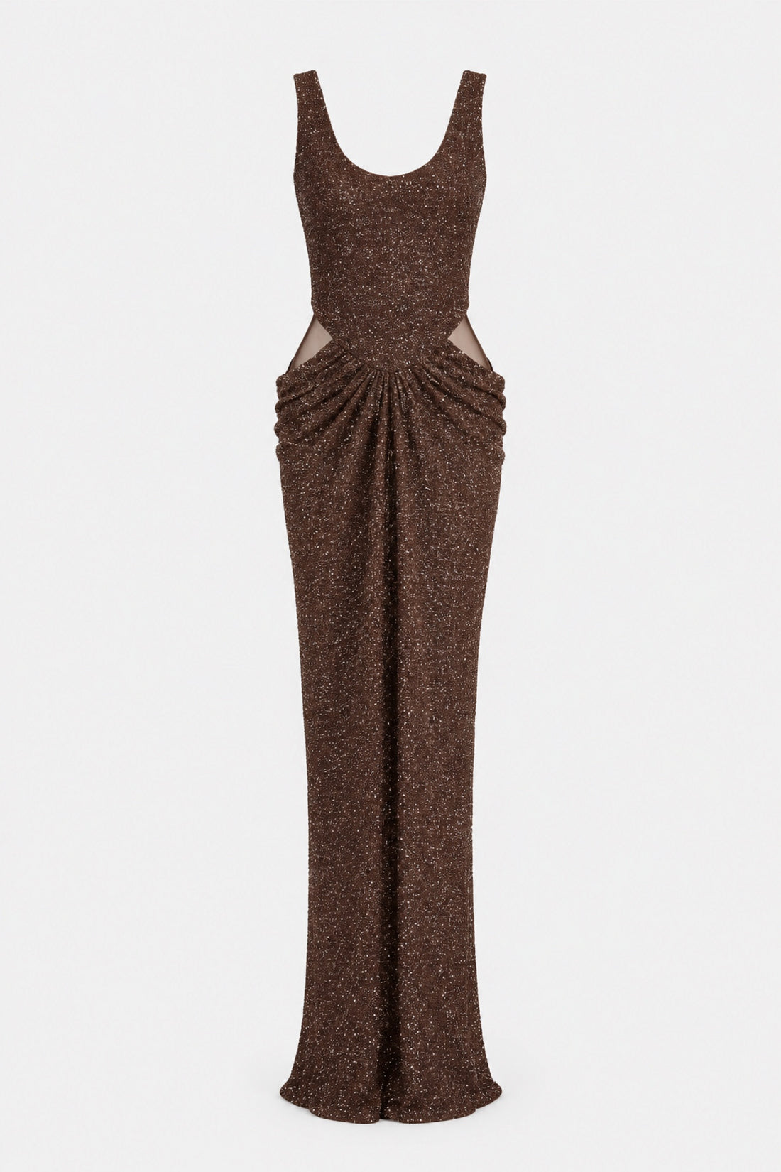 Ambre — Robe longue pailletée à cape