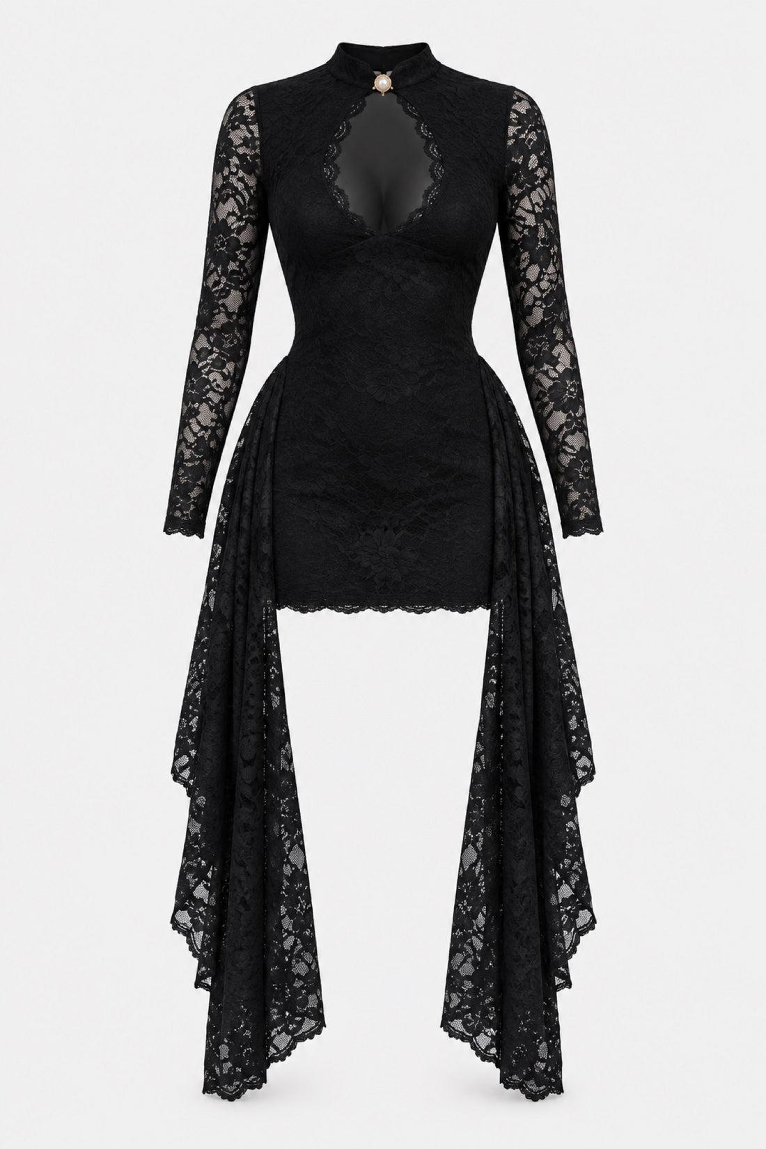 Angélique — Robe drapée à laçage et dentelle