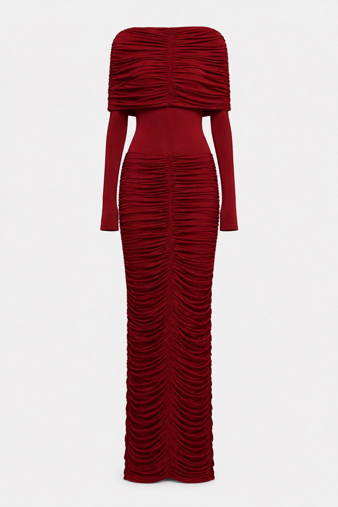 Aurore — Robe longue froncée à cape