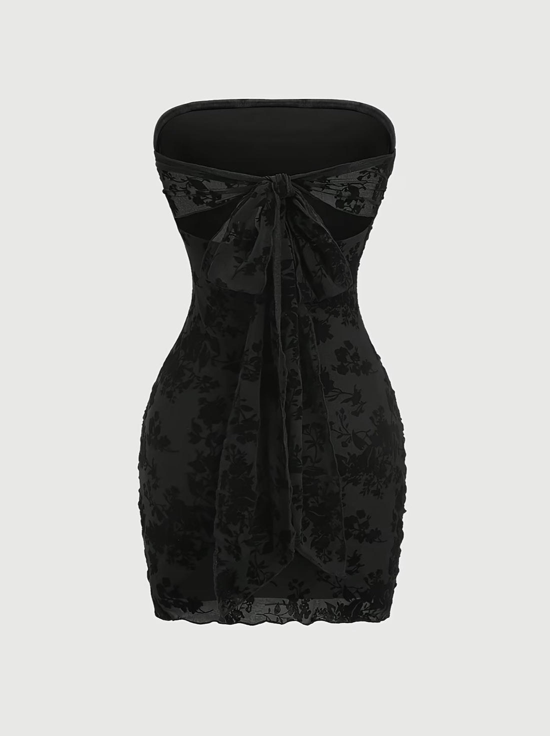 Ondine — Flocked Lace Bodycon Bustier Dress
