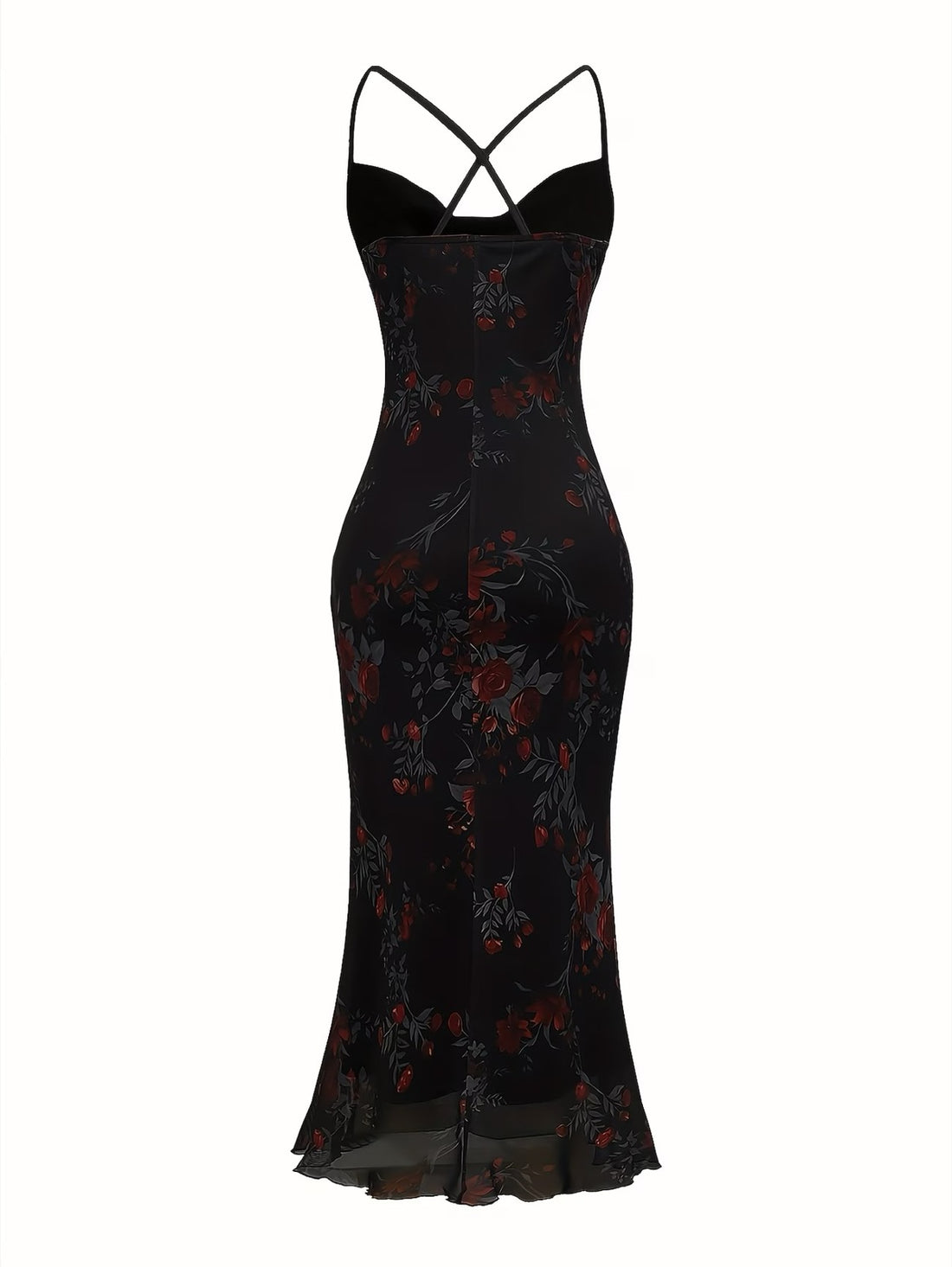 Roseline — Rose Print Mermaid Maxi Dress