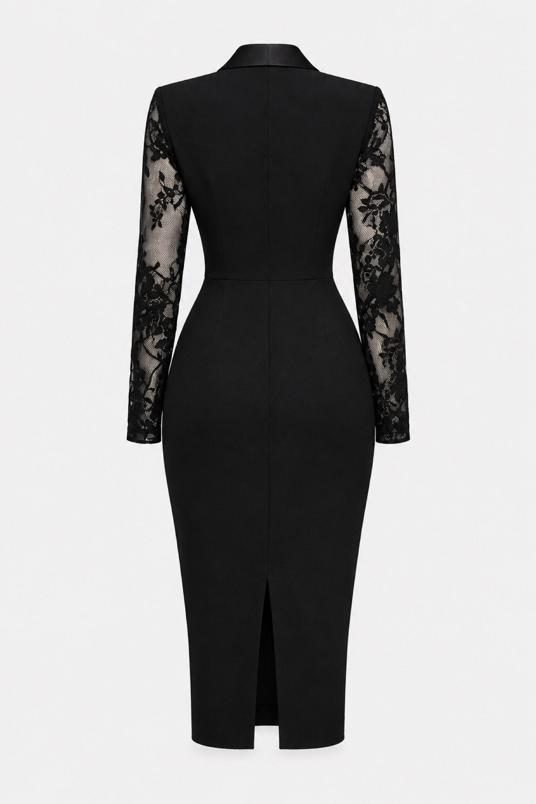 Diane — Robe blazer portefeuille manches dentelle