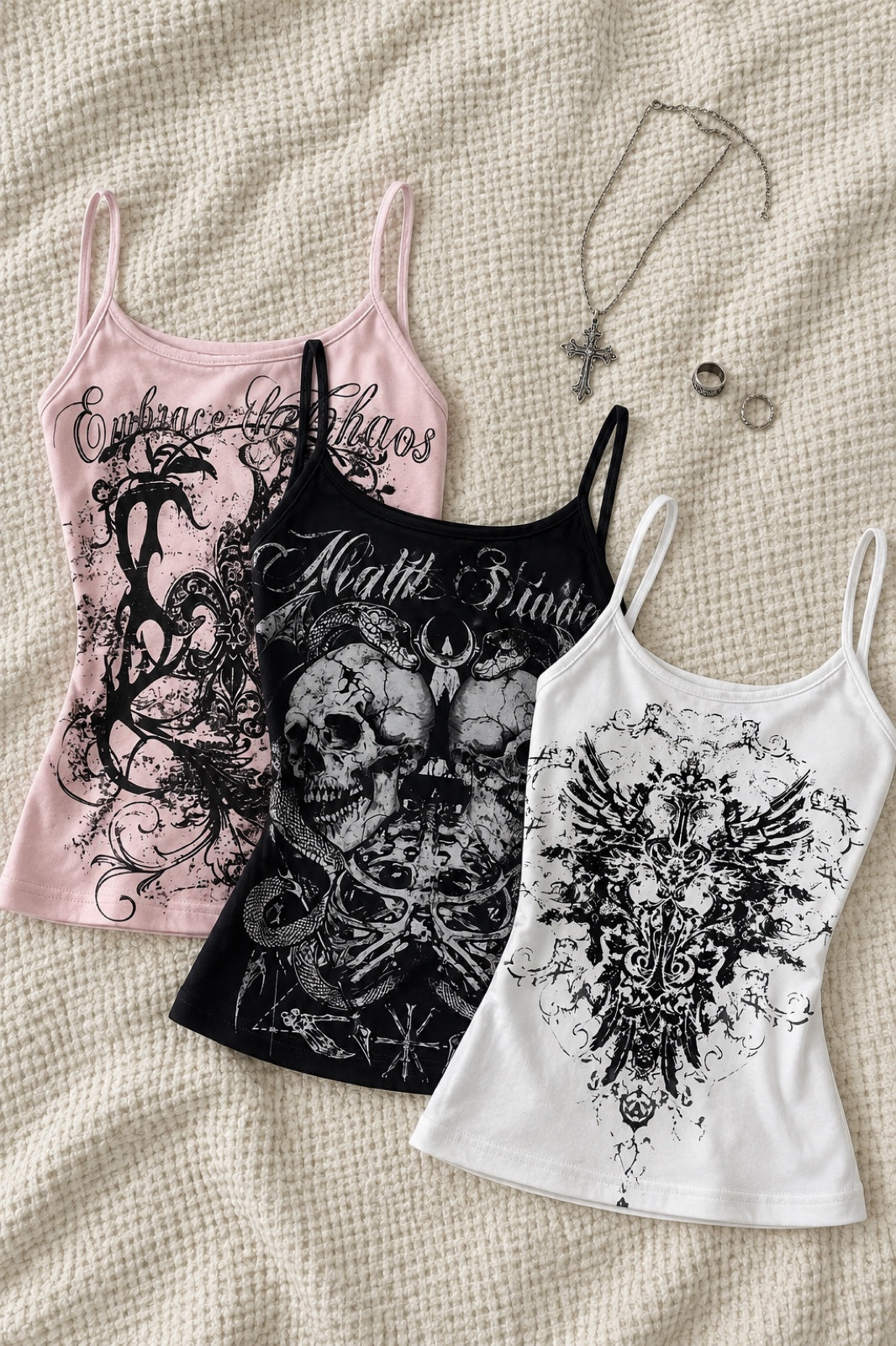 Grimoire — Lot de 3 débardeurs imprimé gothique
