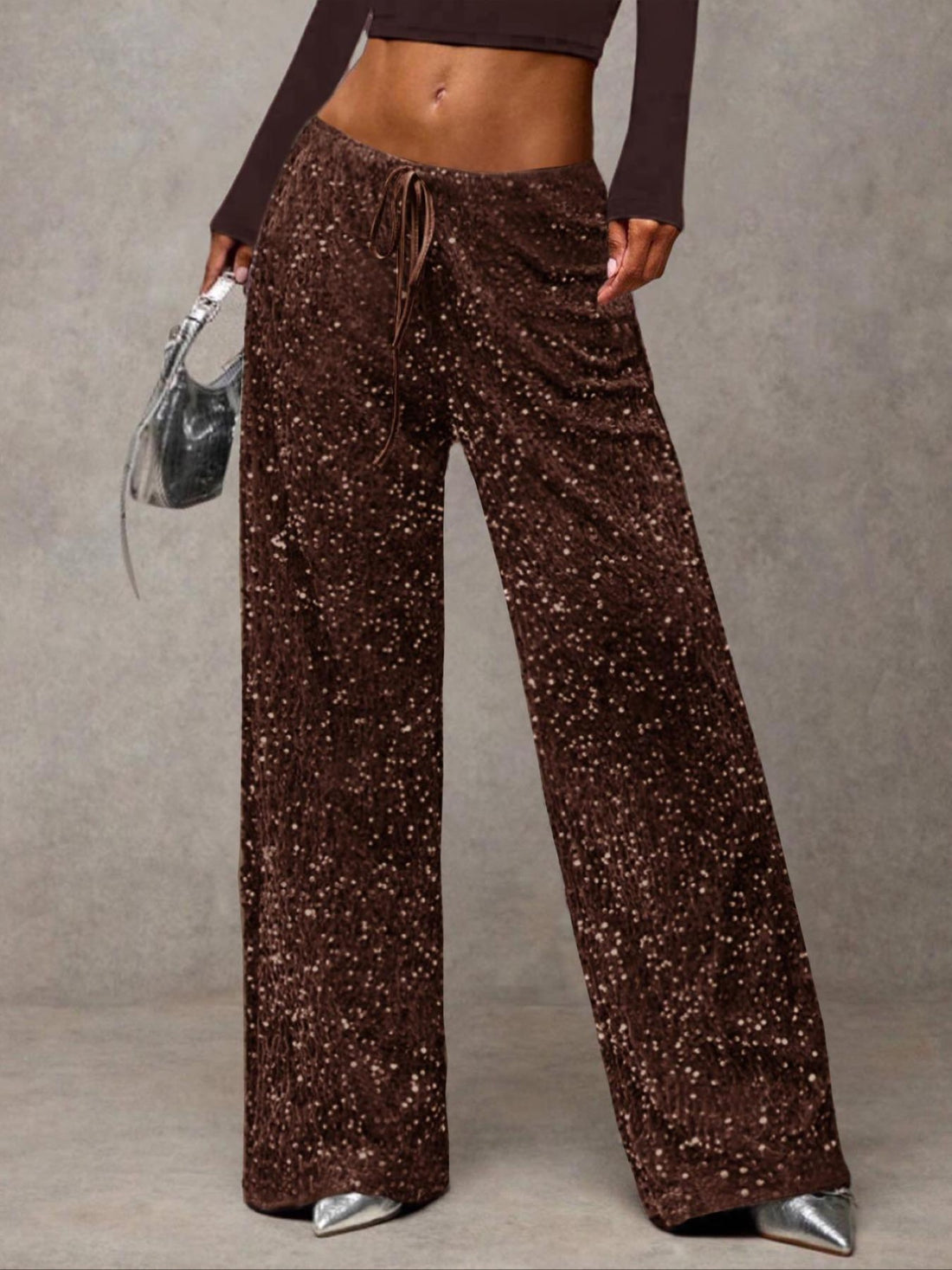 Joséphine — Pantalon large à sequins et nœud