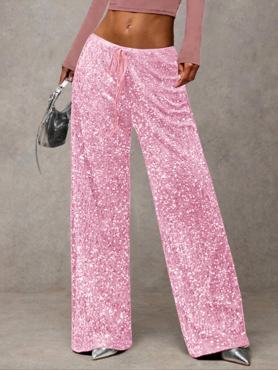 Joséphine — Pantalon large à sequins et nœud