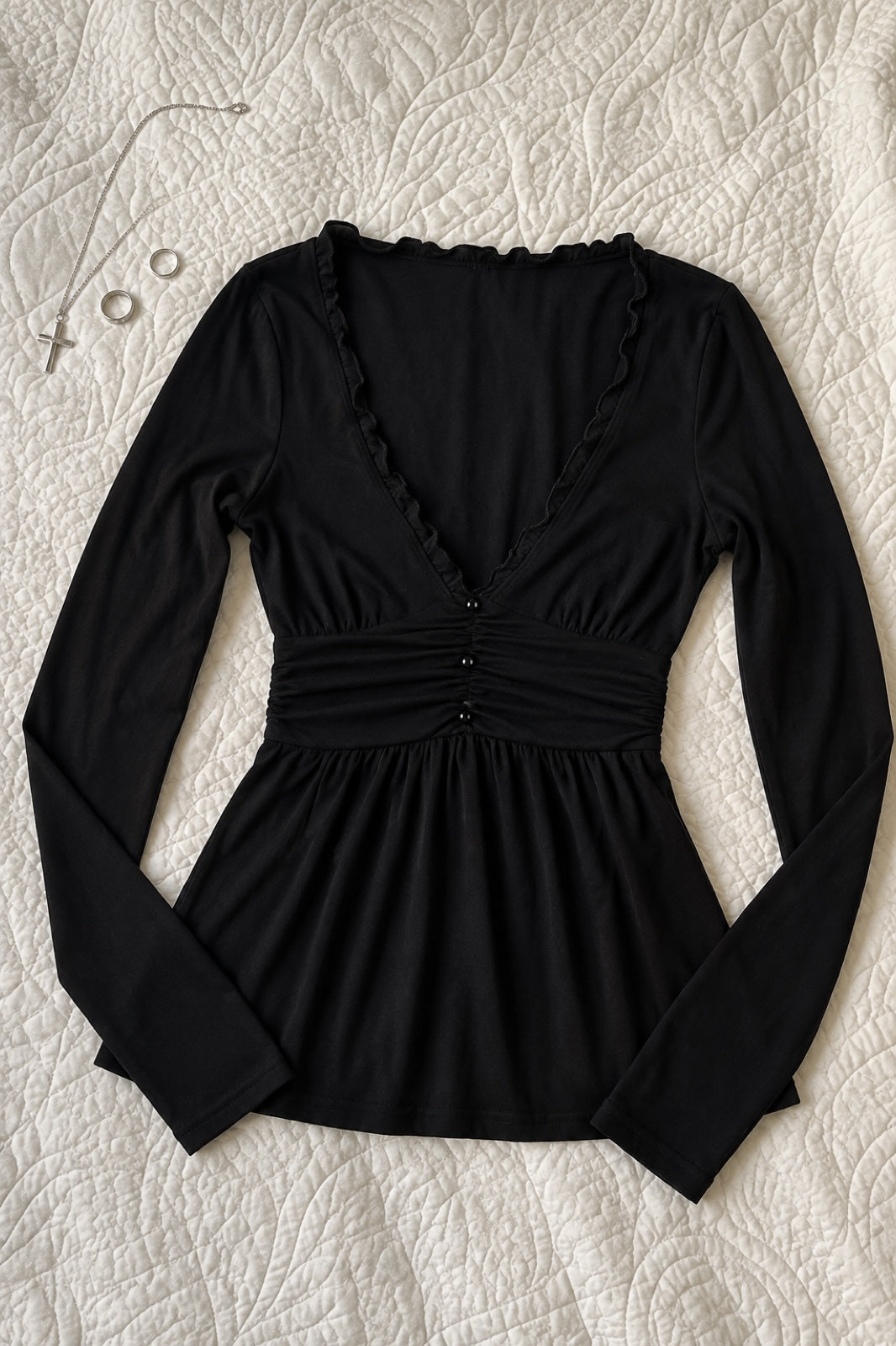 Ombeline top col V dentelle