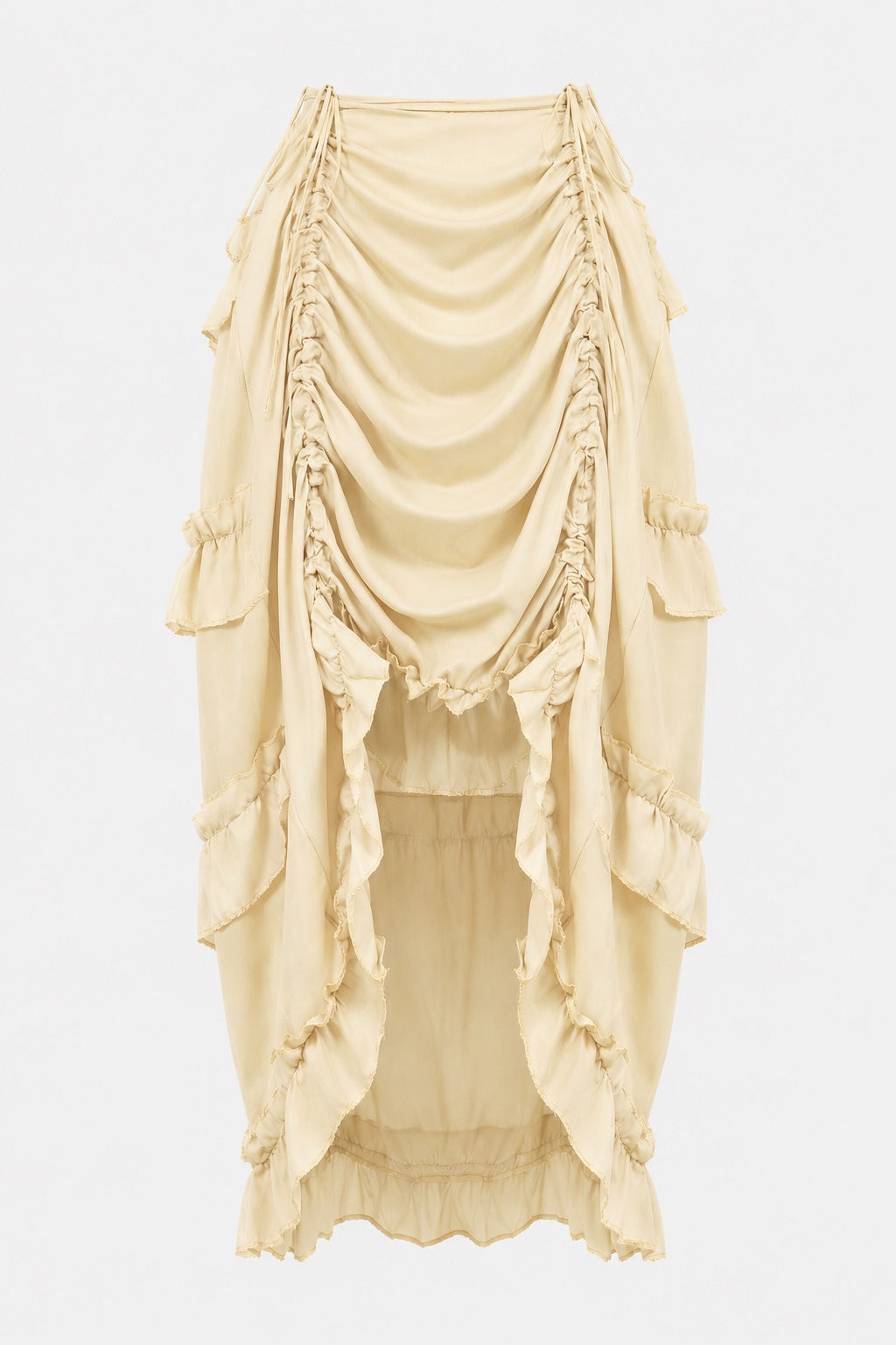 Selene — Jupe victorienne asymétrique à volants Ivoire