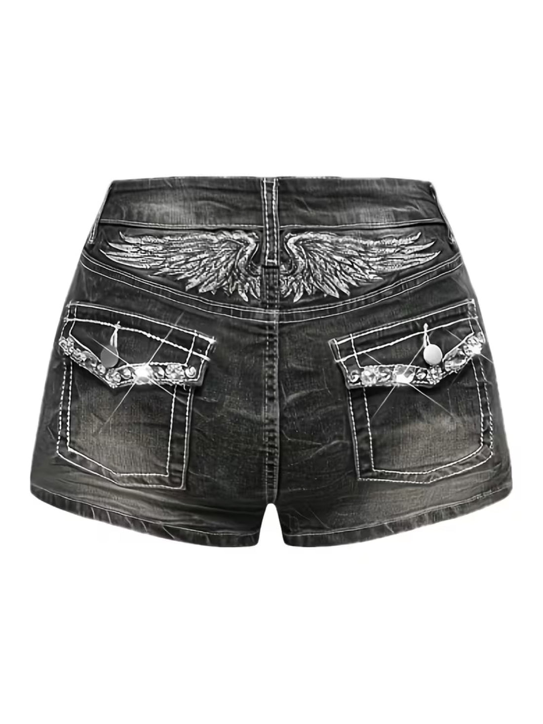 Séraphin — Short en jean ailes et strass