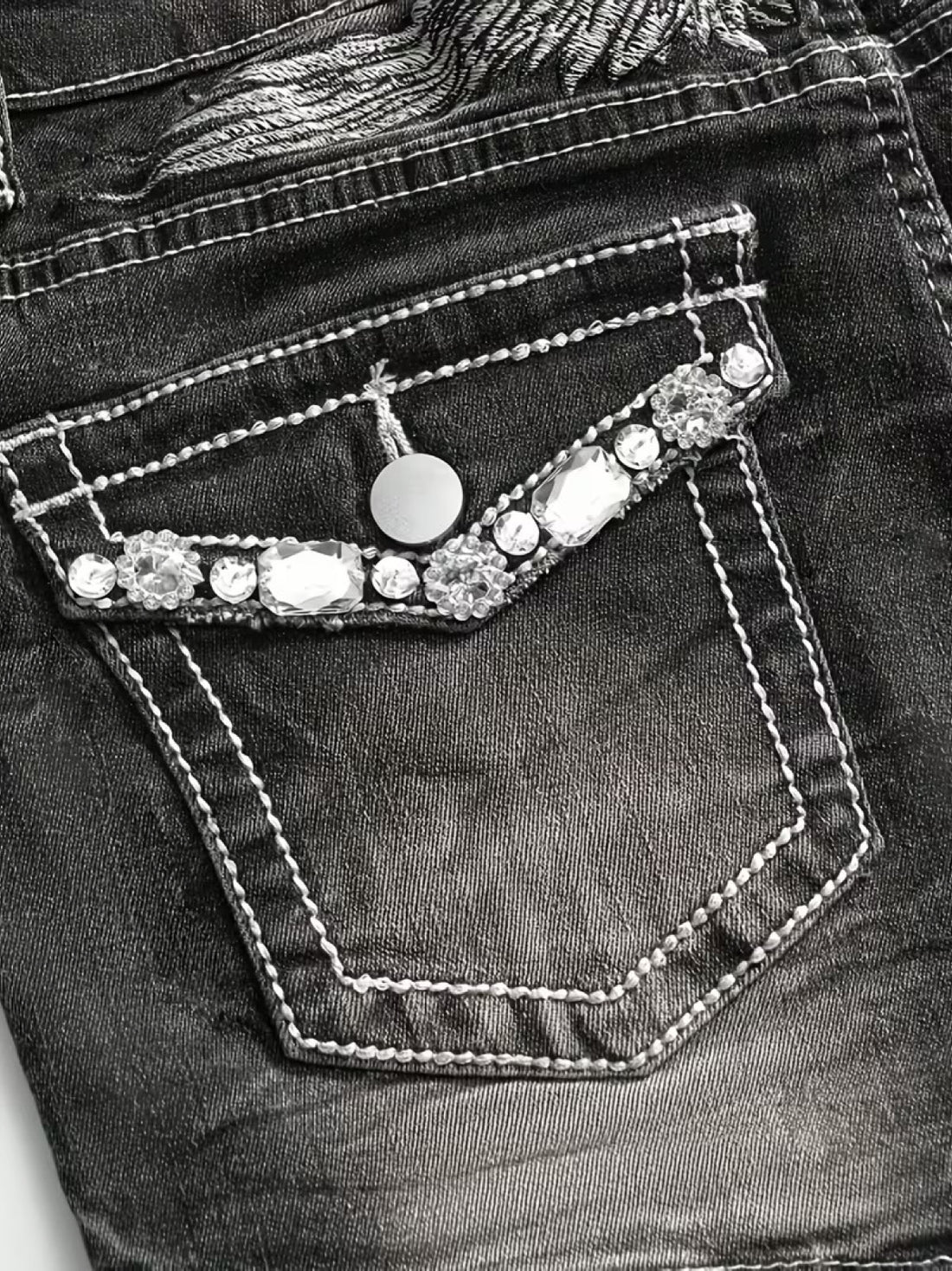 Séraphin — Short en jean ailes et strass