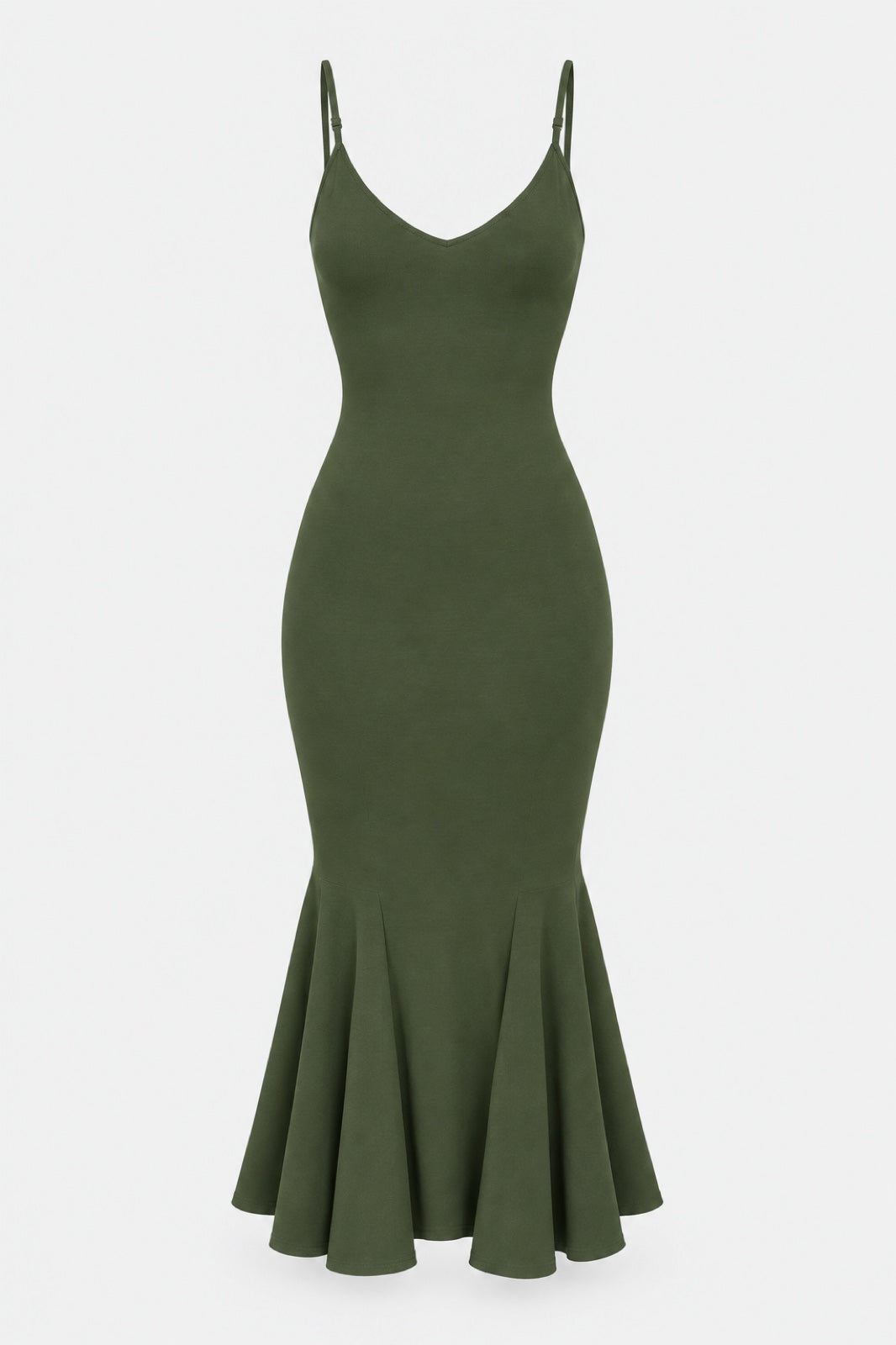 Sybille — Robe midi sculptante col V