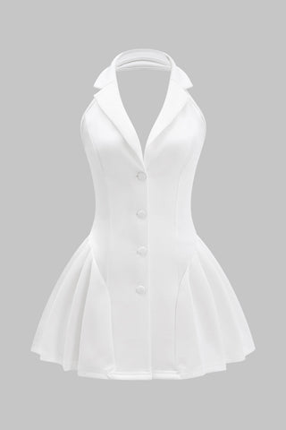 Robe Courte Col Halter à Volants