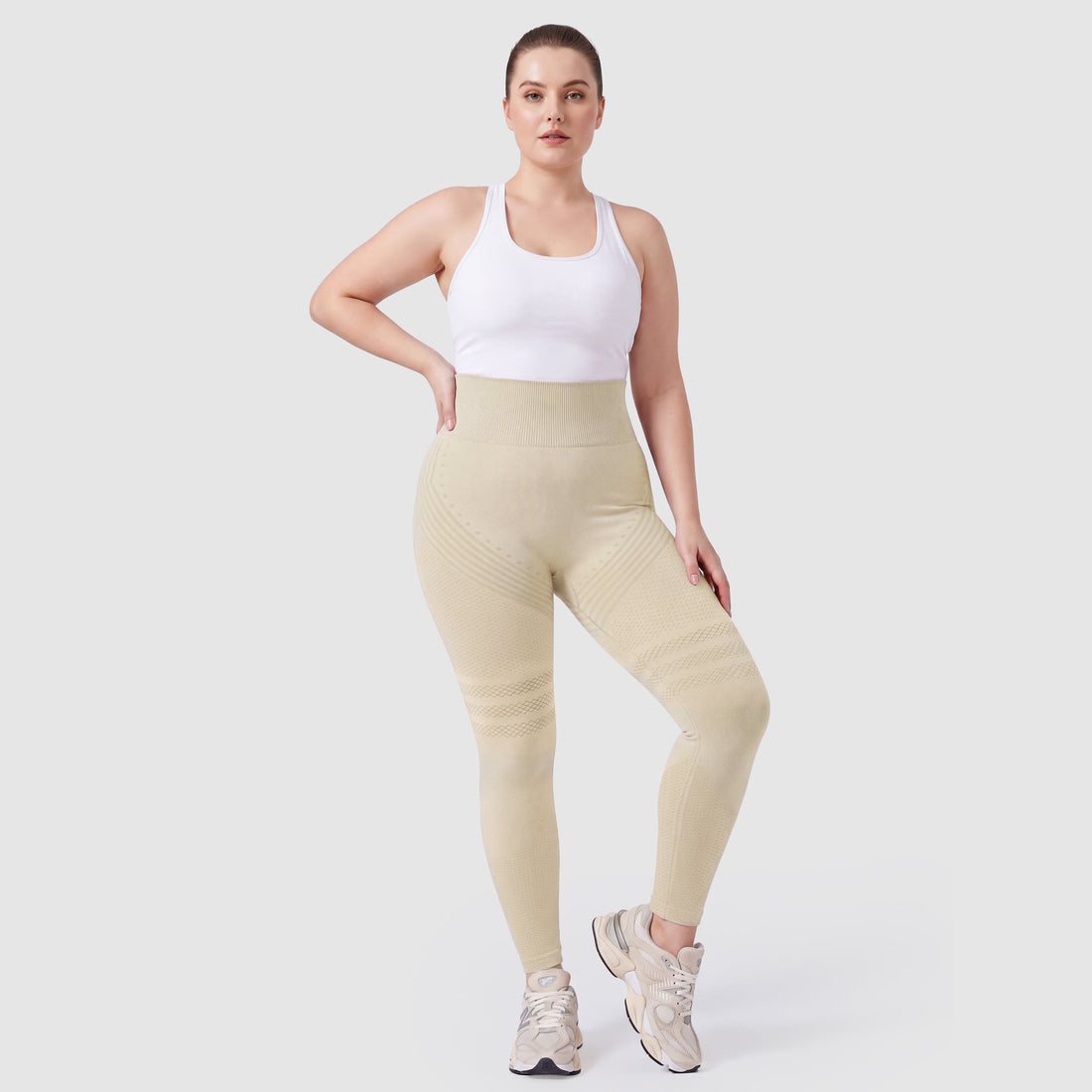 3D Sculpt Leggings Beige