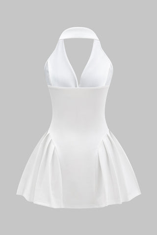 Robe Courte Col Halter à Volants