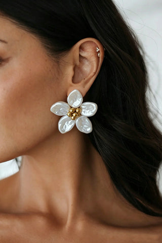 Boucles d'Oreilles Fleur et Perle