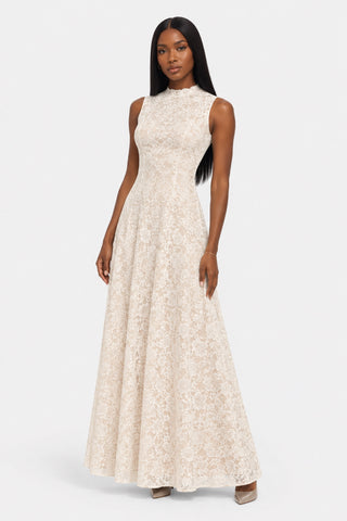 Albertine — Robe longue en dentelle ivoire
