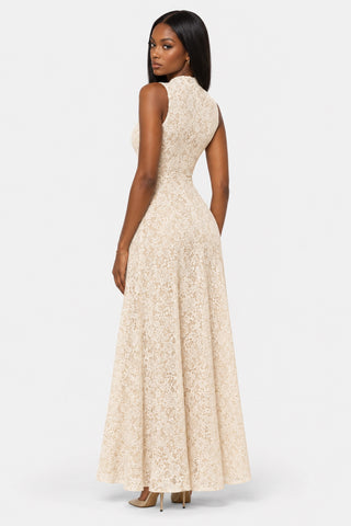 Albertine — Robe longue en dentelle ivoire