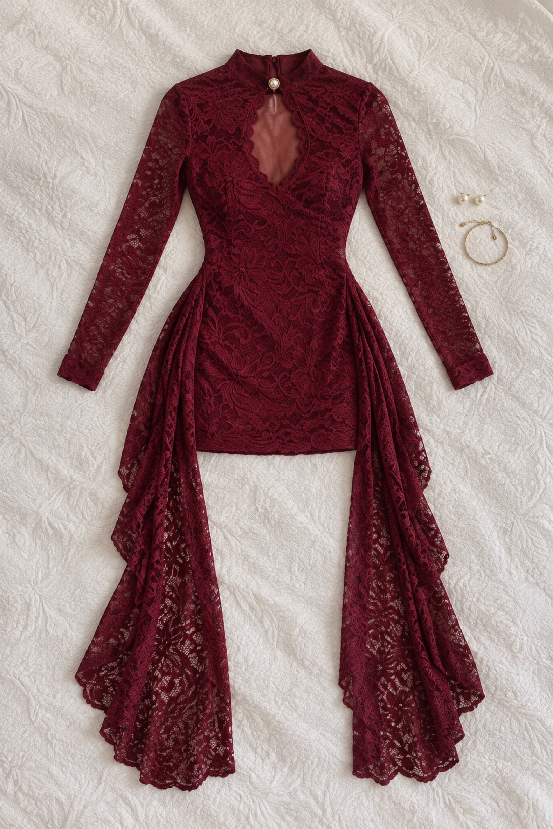 Angélique — Robe drapée à laçage et dentelle