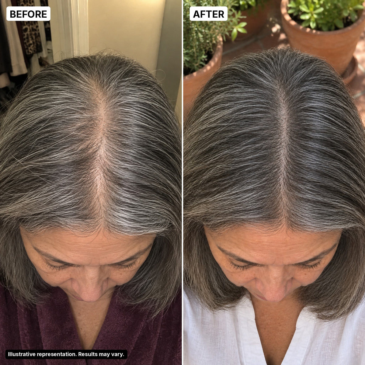 Before and after – part, woman 60, illustrative representation