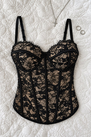 Belladone — Lace Bustier on Nude Lining