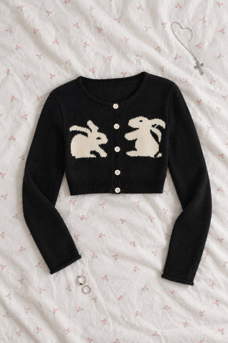 Blanche — Cardigan court lapins