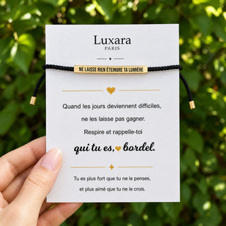 Bracelet Ne laisse rien éteindre ta lumière – Noir & Or