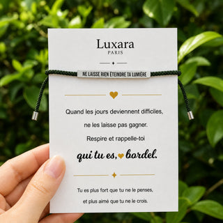 Bracelet Ne laisse rien éteindre ta lumière – Vert & Argent