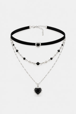 Cassandre — Collier ras-de-cou superposé cœur noir