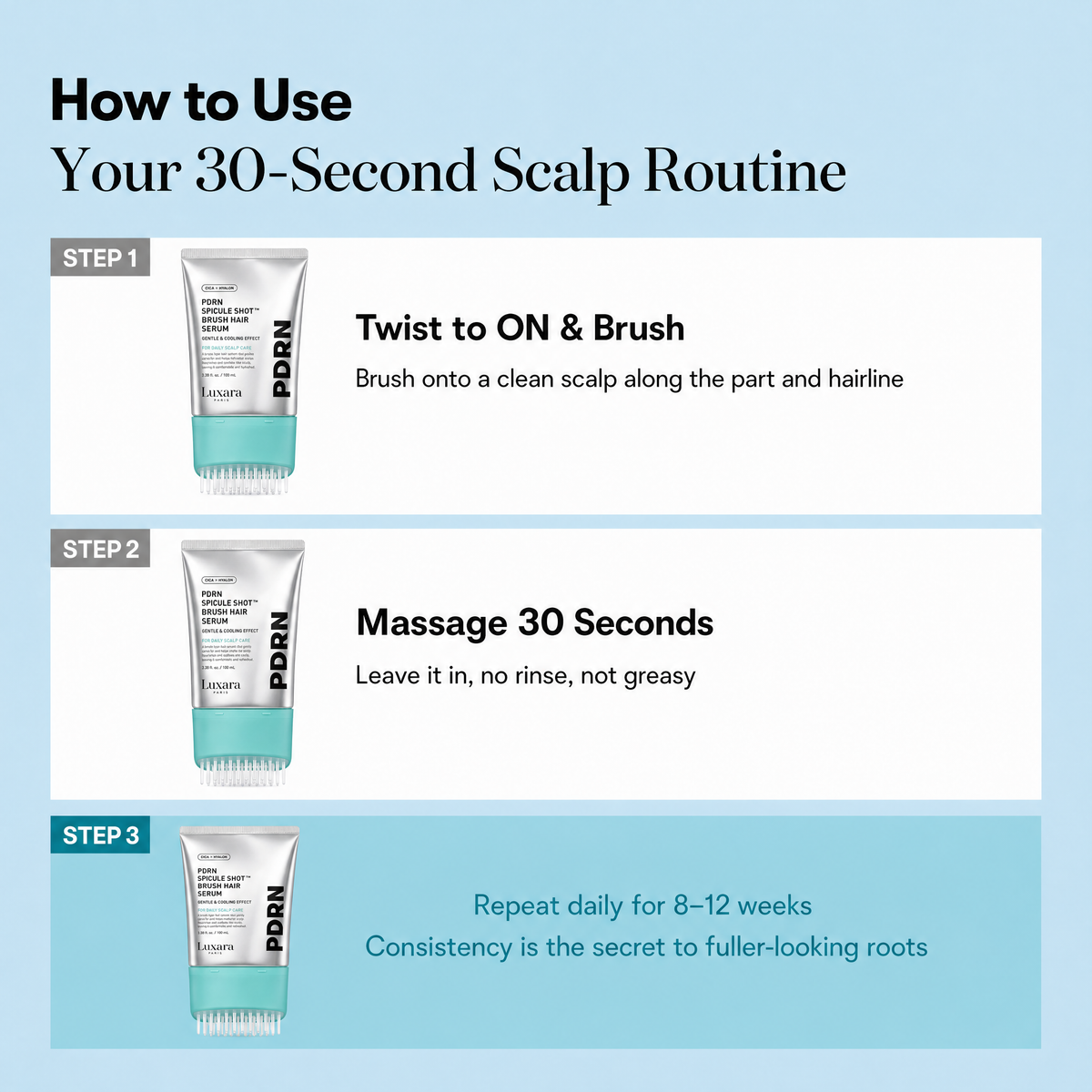 Luxara PDRN scalp brush serum