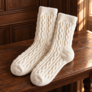 Chaussettes Flocon maille torsadée crème