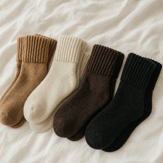 Lot de 4 paires de chaussettes Séraphine camel, crème, chocolat, noir