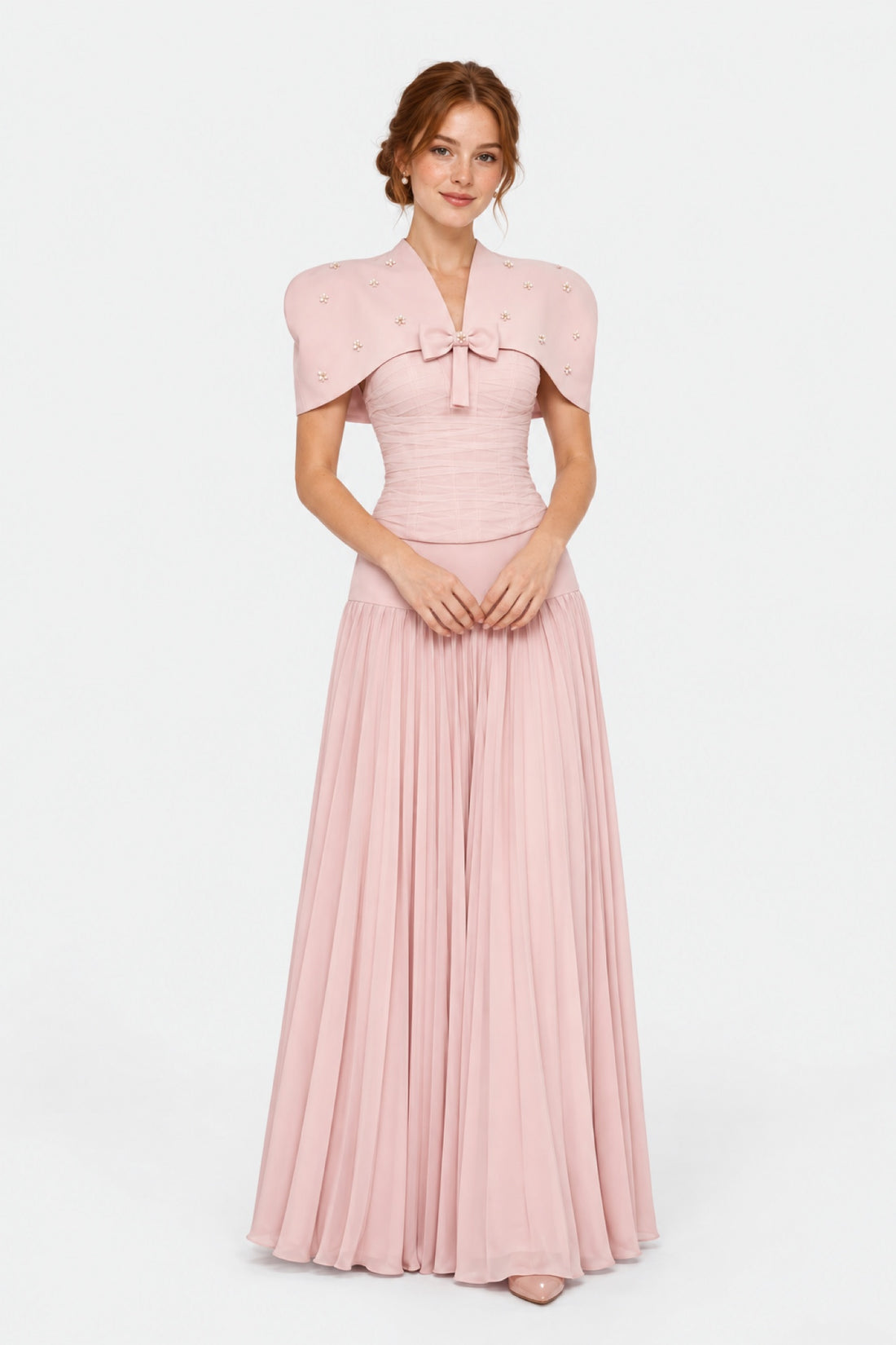 Clémence — Ensemble 3 pièces cape, bustier et jupe plissée