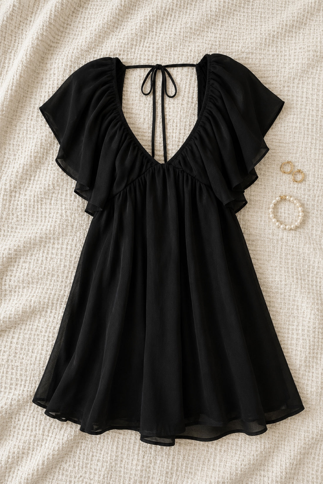 Colombe mini-robe mousseline dos nu à volants