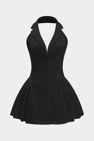 Robe Courte Col Halter à Volants