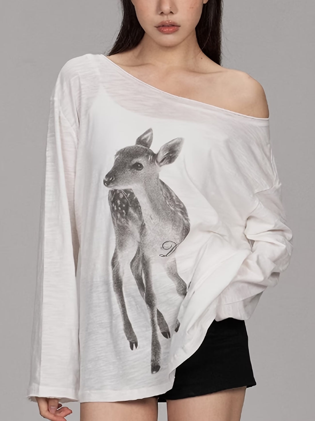 Daphné — T-shirt manches longues faon épaule dénudée