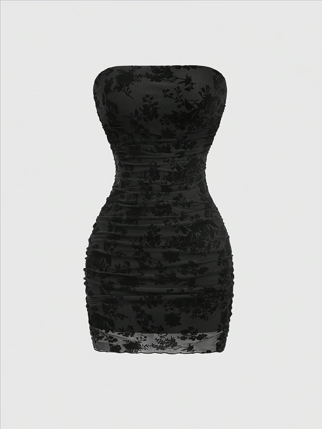 Ondine — Flocked Lace Bodycon Bustier Dress