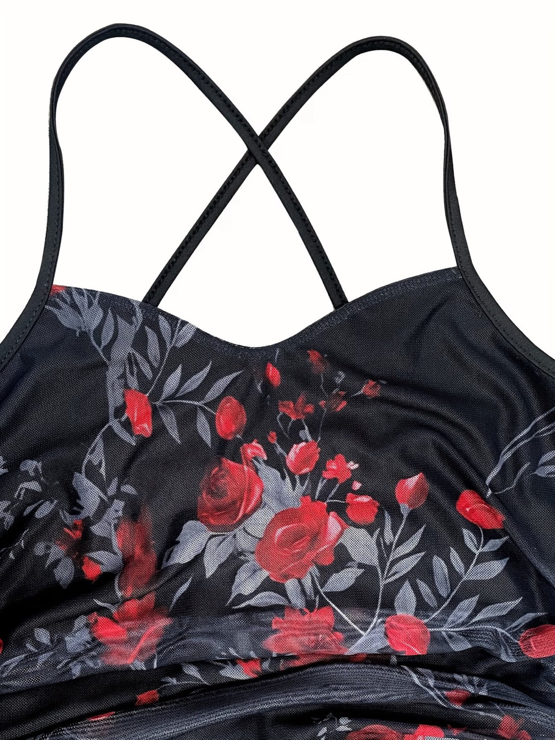 Roseline — Rose Print Mermaid Maxi Dress