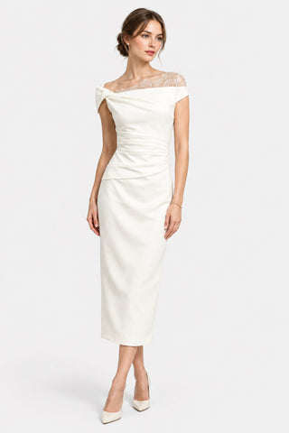 Éléonore — Robe mi-longue épaule dentelle