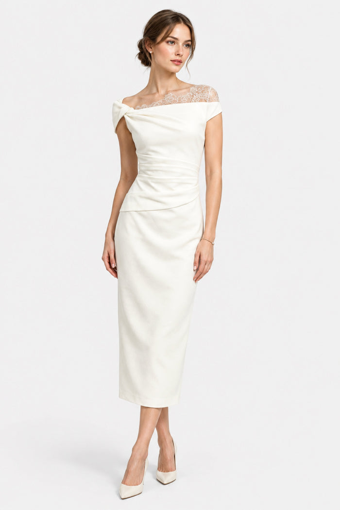 Eleonore — Lace Shoulder Midi Dress