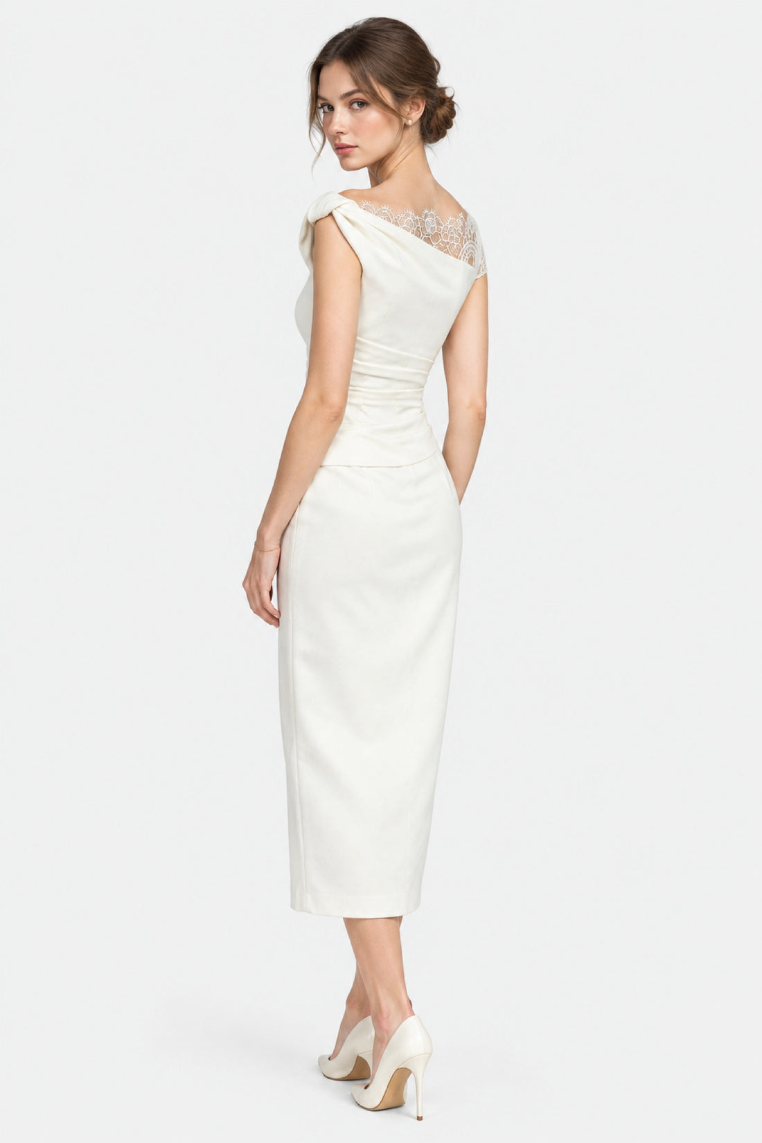 Éléonore — Robe mi-longue épaule dentelle