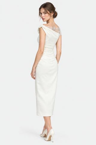 Éléonore — Robe mi-longue épaule dentelle