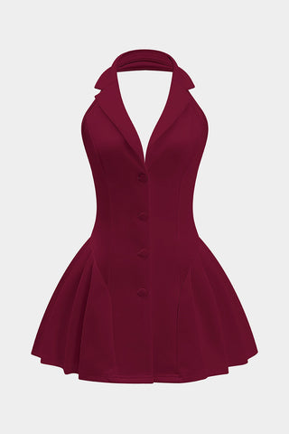 Robe Courte Col Halter à Volants