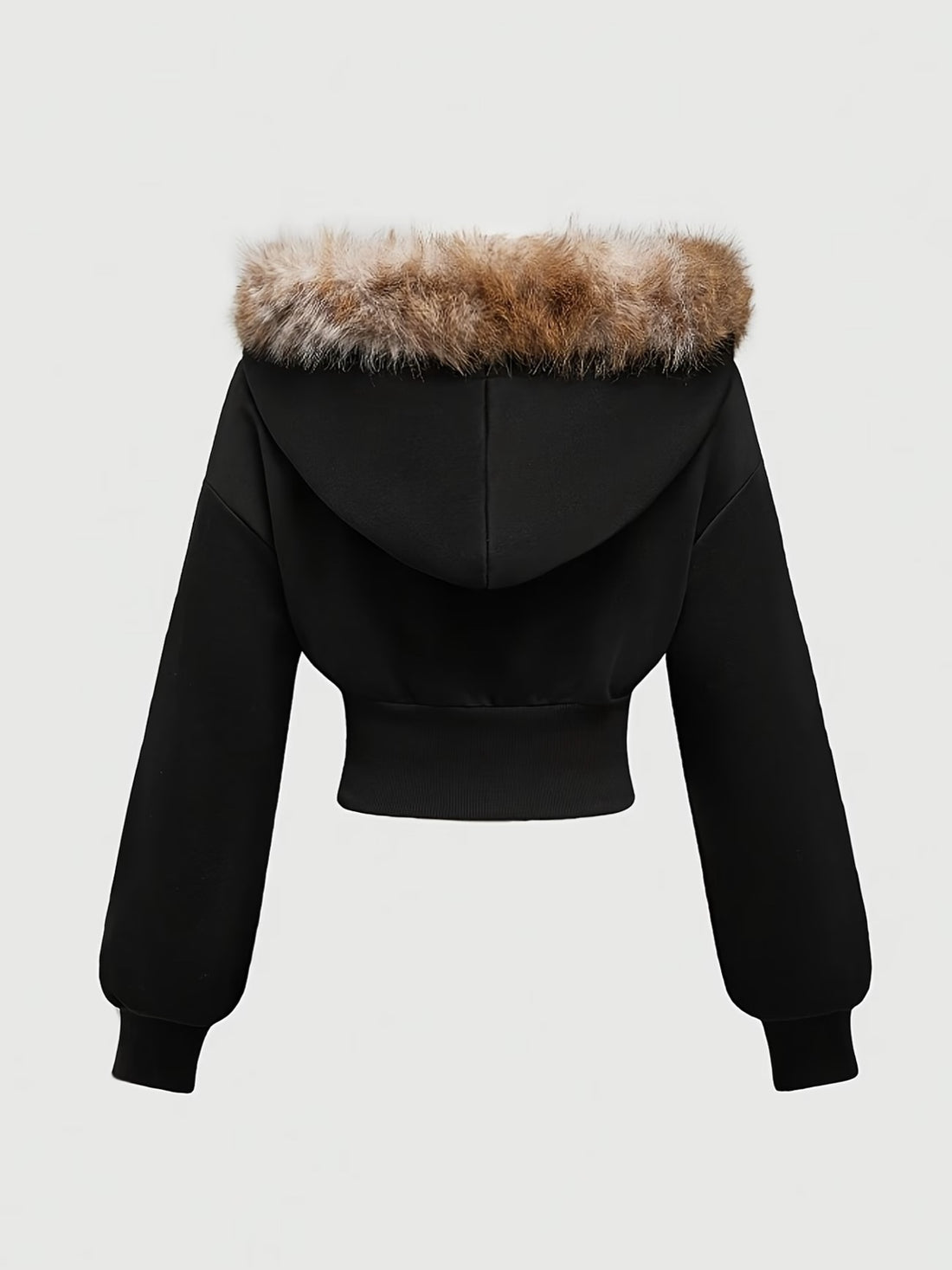 Fauve — Veste zippée à capuche fourrure