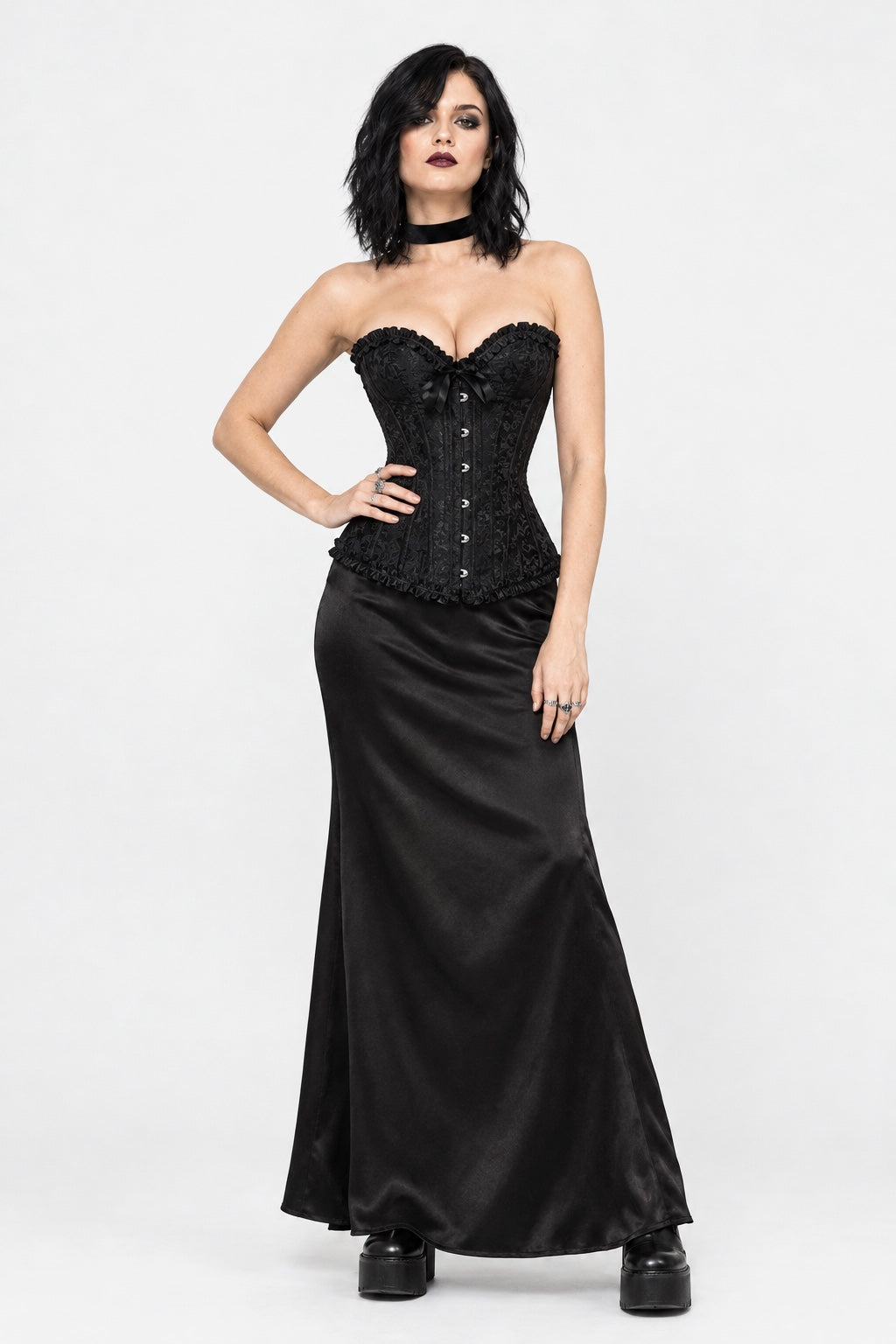 Hécate — Corset bustier en brocart à lacer