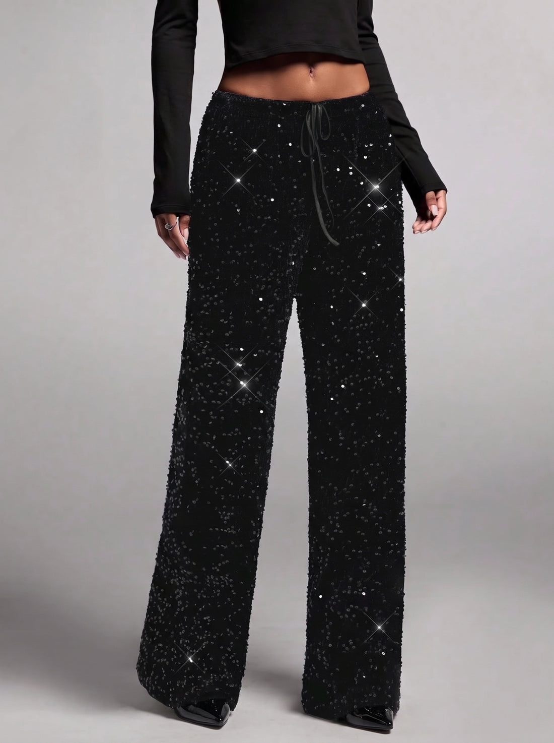 Joséphine — Pantalon large à sequins et nœud