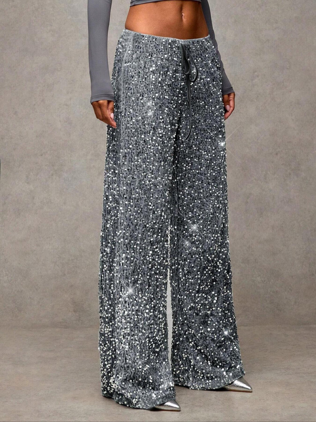Joséphine — Pantalon large à sequins et nœud