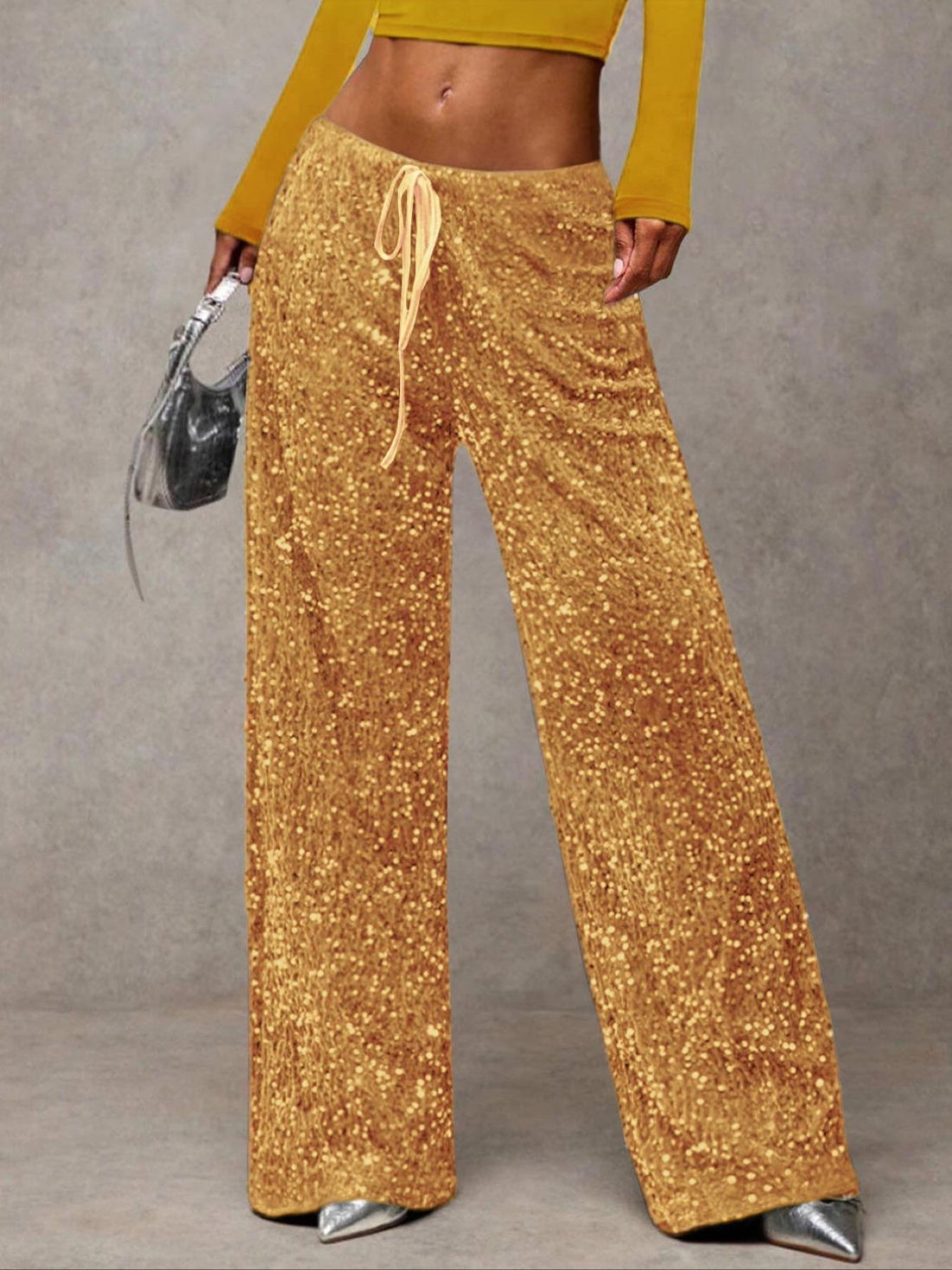 Joséphine — Pantalon large à sequins et nœud