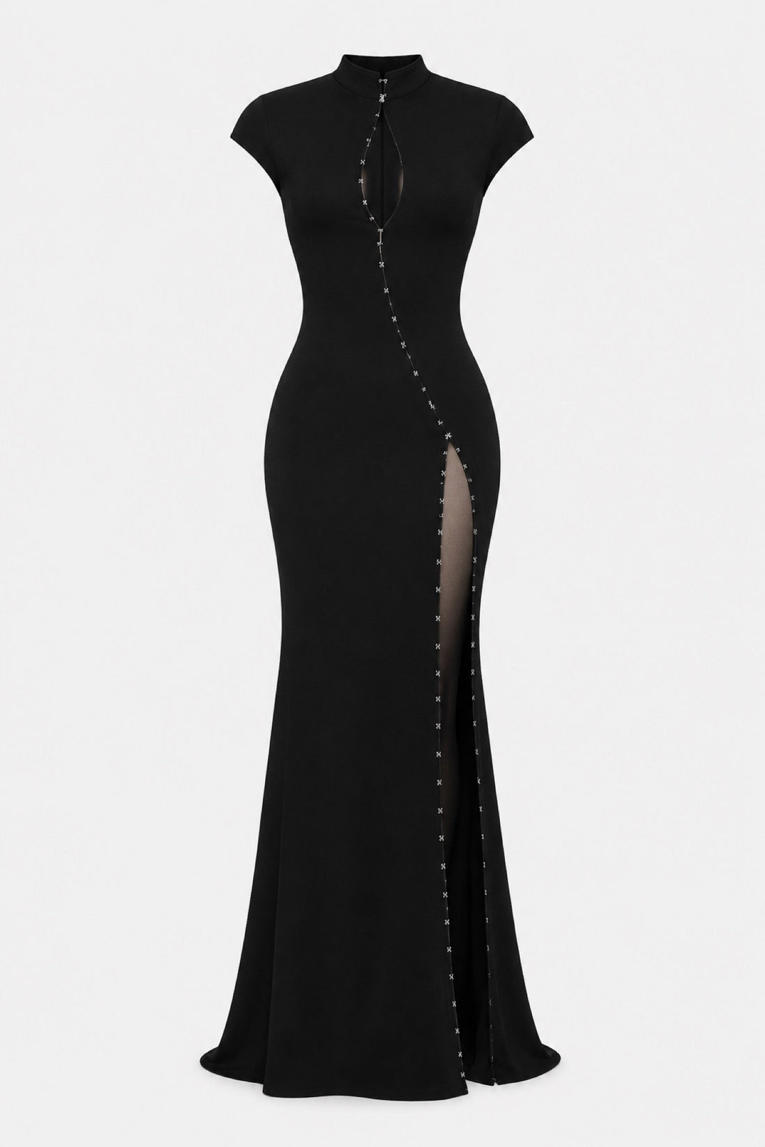 Liane — Robe longue col montant à fermeture agrafée
