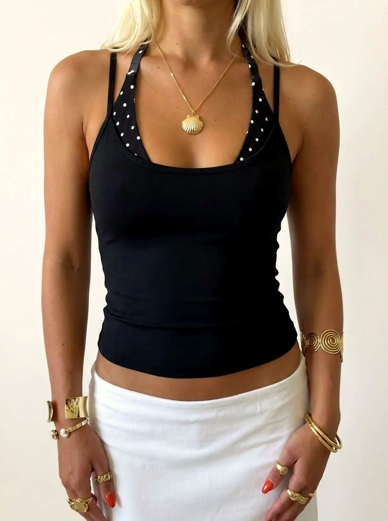 Polka Top Black