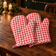 Pair of gingham oven mitts
