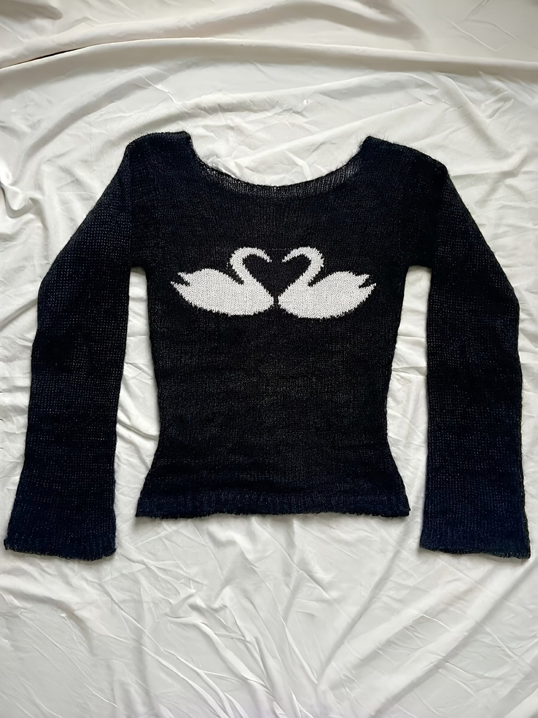 Odile — Pull fin en maille cygnes